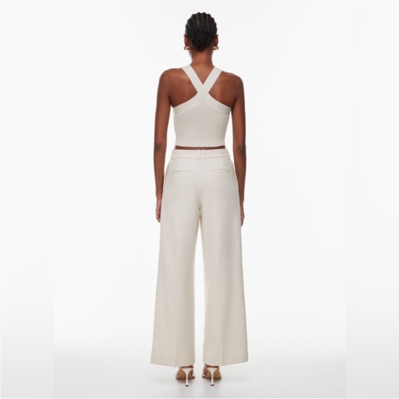 Aritzia Babaton Sculpt Knit Criss Cross Cream Crop Top - Picture 6 of 7